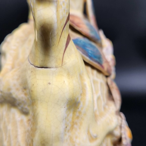 19th Century English Majolica Polychrome Moon Flask Pottery Vase READ - Picture 5 of 15